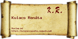 Kulacs Renáta névjegykártya